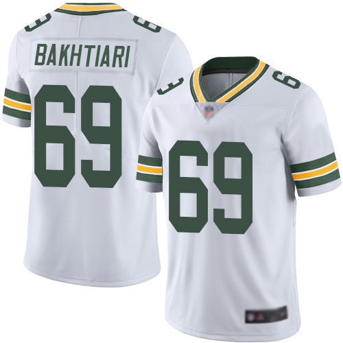 Green Bay Packers Limited White Men 69 Bakhtiari David Road Jersey Nike NFL Vapor Untouchable